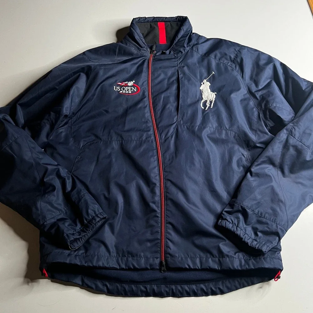 Polo Ralph Lauren RLX US Open 2005 Big Pony Windbreaker Jacket Mens XL Navy Blue